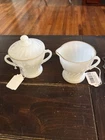 Vintage Fire King White Creamer and Sugar w/lid Rare in Excellent Condition