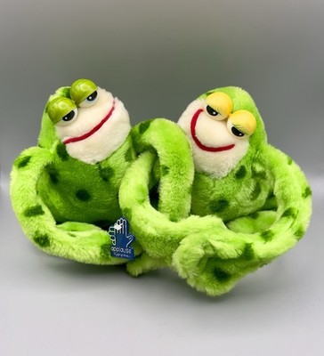 Vintage 1981 Applause Hugga Me Frog Plush Set Pair 6'' Hugging Frogs Clean Tags