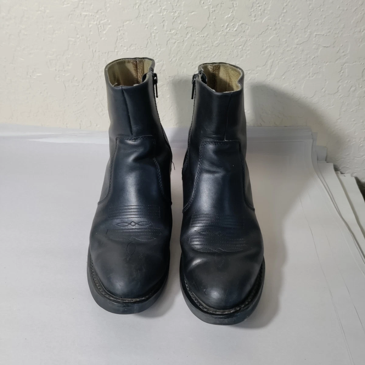 VTG Durango DB1730X Men Western Boots Black Leather 10 EE Heel Zipper NEW Black Durango Zip Boots for Men for Sale | Shop New & Used  main image 2