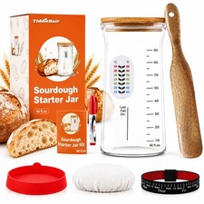 40 oz 1.2L Sourdough Starter Jar Kit, Wide Mouth Glass 4 Ounce Pack of 10 