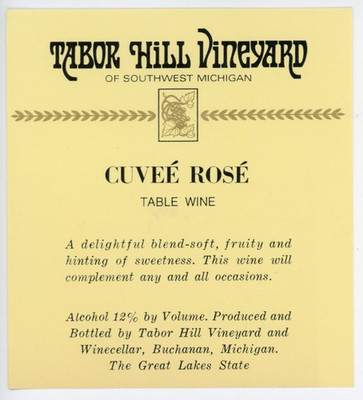 1960s-70s Buchanan, MI Wine Label Cuvee Blanc White Tabor Hill Vineyard #2G1