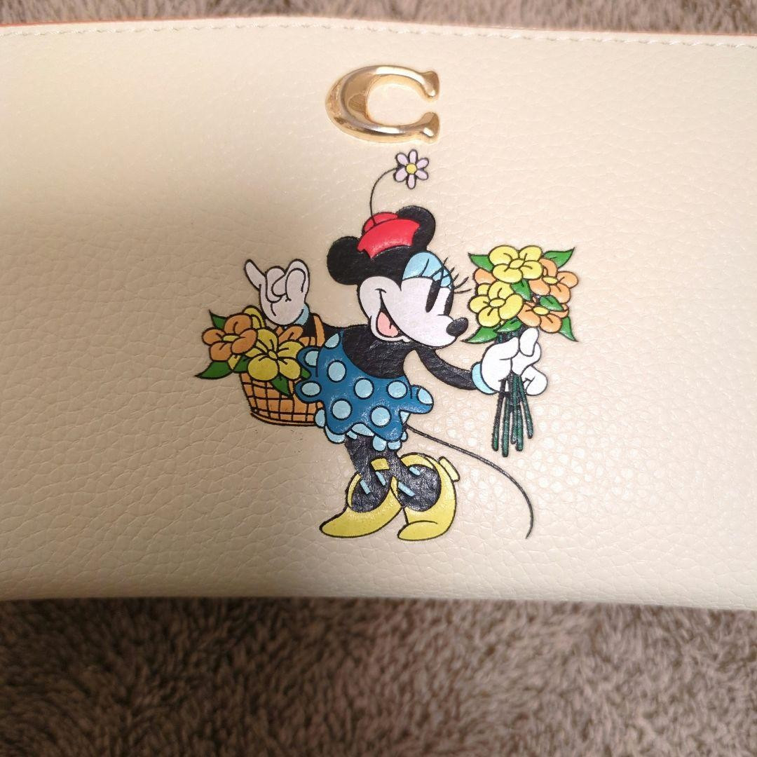 DISNEY x COACH Accordion Zip Wallet Signature Minnie Mouse CH472