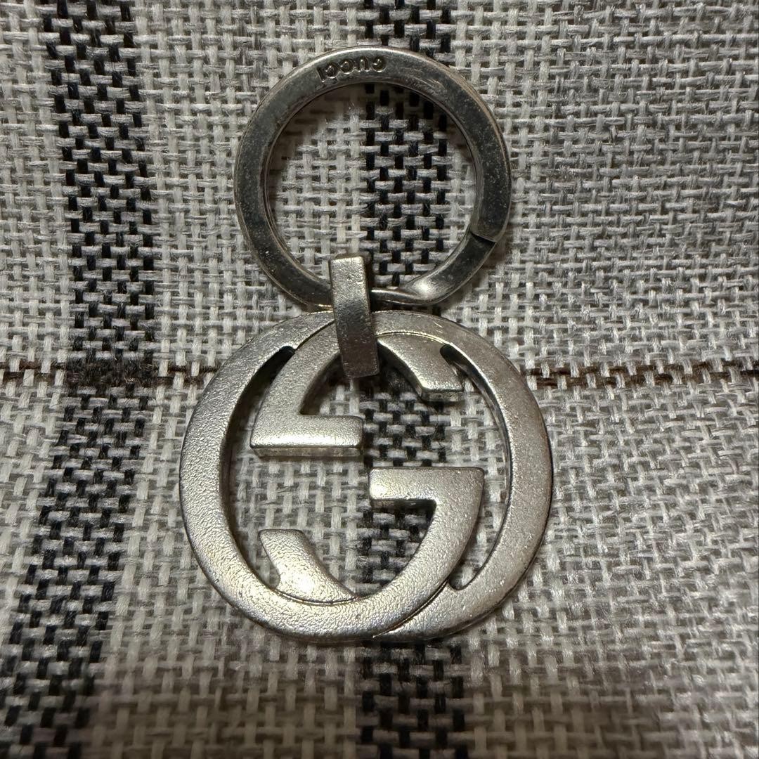 Gucci Interlocking G Logo Key Ring Silver Tone Me… - image 1