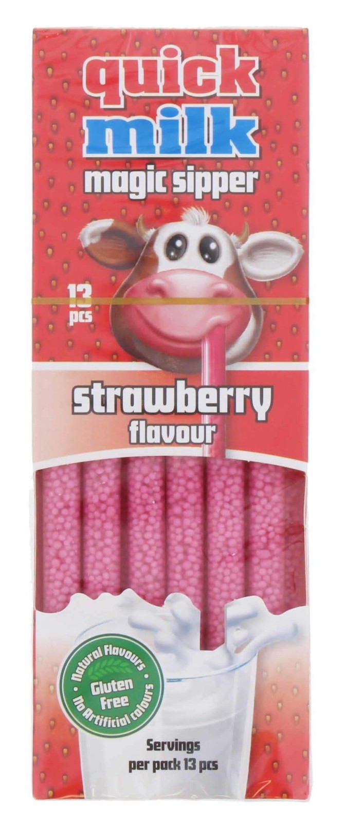 QUICK MILK Magical Sipper 13 Straws - (Strawberry 13 Count (Pack of 1), White