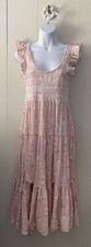 LoveShackFancy Chessie Floral Cotton Maxi Dress Ballet Pink Sz Small **FLAWED