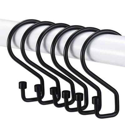 12Pcs Rustproof Shower Rings, S Hooks For Curtains Towels, Black
