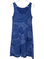 Fresh Produce Sleeveless Knee Length Scoop Neck Jersey Knit Dress Pockets SMALL