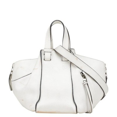 LOEWE Anagram Hammock Small 2WAY Handbag White Leather Used