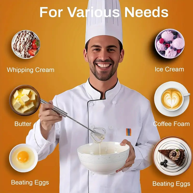 Semi-Automatic Egg Whisk Hand Push Egg Beater Stainless Steel Blender Mixer Tool