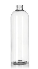 NEW Set of 16 16 oz Boston Round PET Plastic Bottles W Black Screw On Lid