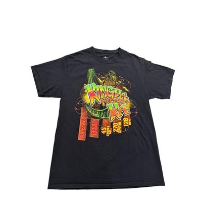 Six Flags Nens Kingda Freakin T Shirt M Black Short Sleeve Graphics