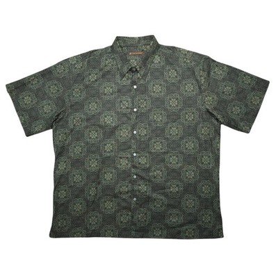 Tori Richard Mens 2XL Brown Beige Ink Circles Hawaiian Cotton Lawn Camp Shirt