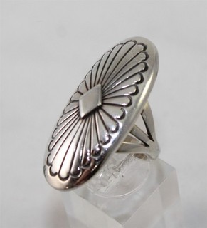 Sterling Silver Navajo Oval Concho Ring Size 7.25