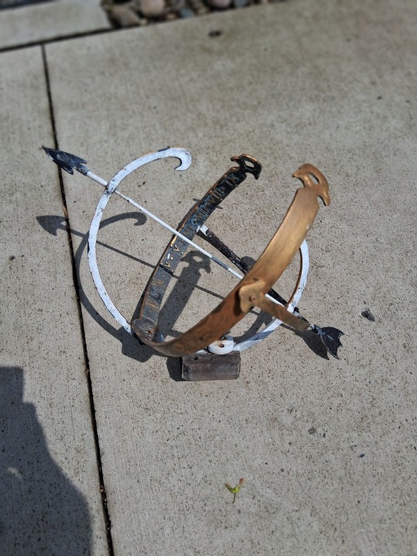 Large Antique Garden Armillary Sundial Iron Roman Numerals