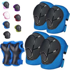 Kids Knee Elbow Pads Wrist Guards 6 in 1 Protective Gear Set Ages 3-14