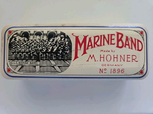 M. Hohner Marine Band Harmonica Key of C No. 1896 w/Case 
