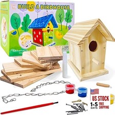 Wooden Bird Houses to Paint and Build, Birdhouse Kit for Kids, Wood Painting
