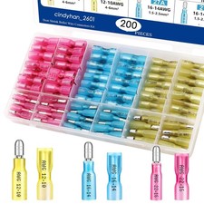 200PCS Heat Shrink Spade Connectors Kit 22-10 AWG Female Male Spade Terminlas
