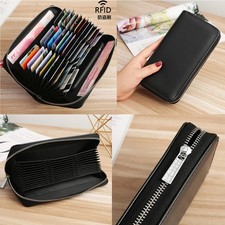 RFID Blocking Men's Leather Multi-card Wallets ID Credit Card Holder Purse Black