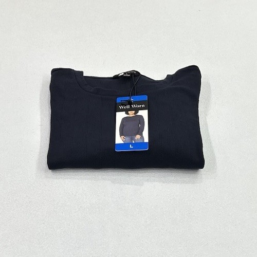 Well Worn Women's Long Sleeve Crewneck Top, Dark Blue, Size L
