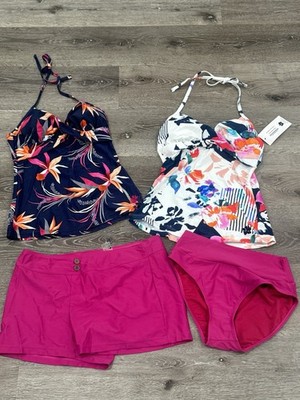 hapari Tankini Swim Set Twist V-neck Tankini (2) Tummy Tuck And Board Shorts Med