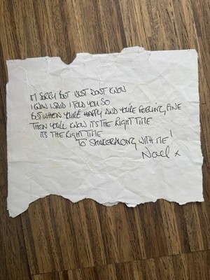 Noel Gallagher / Oasis  - Handwritten Lyrics  Shakermaker 