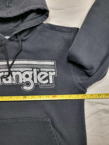 Wrangler Hoodie Men's Size Small Logo Black Pullover Long Sleeve - Picture 6 of 7