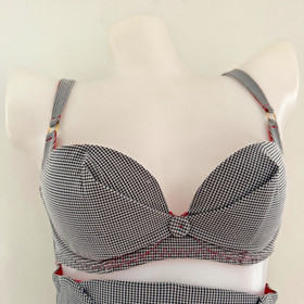 AGENT PROVOCATEUR Tweed Set THORA Pin-Up Bra Garter Belt WASPIE 34C M L 3 4 y2k