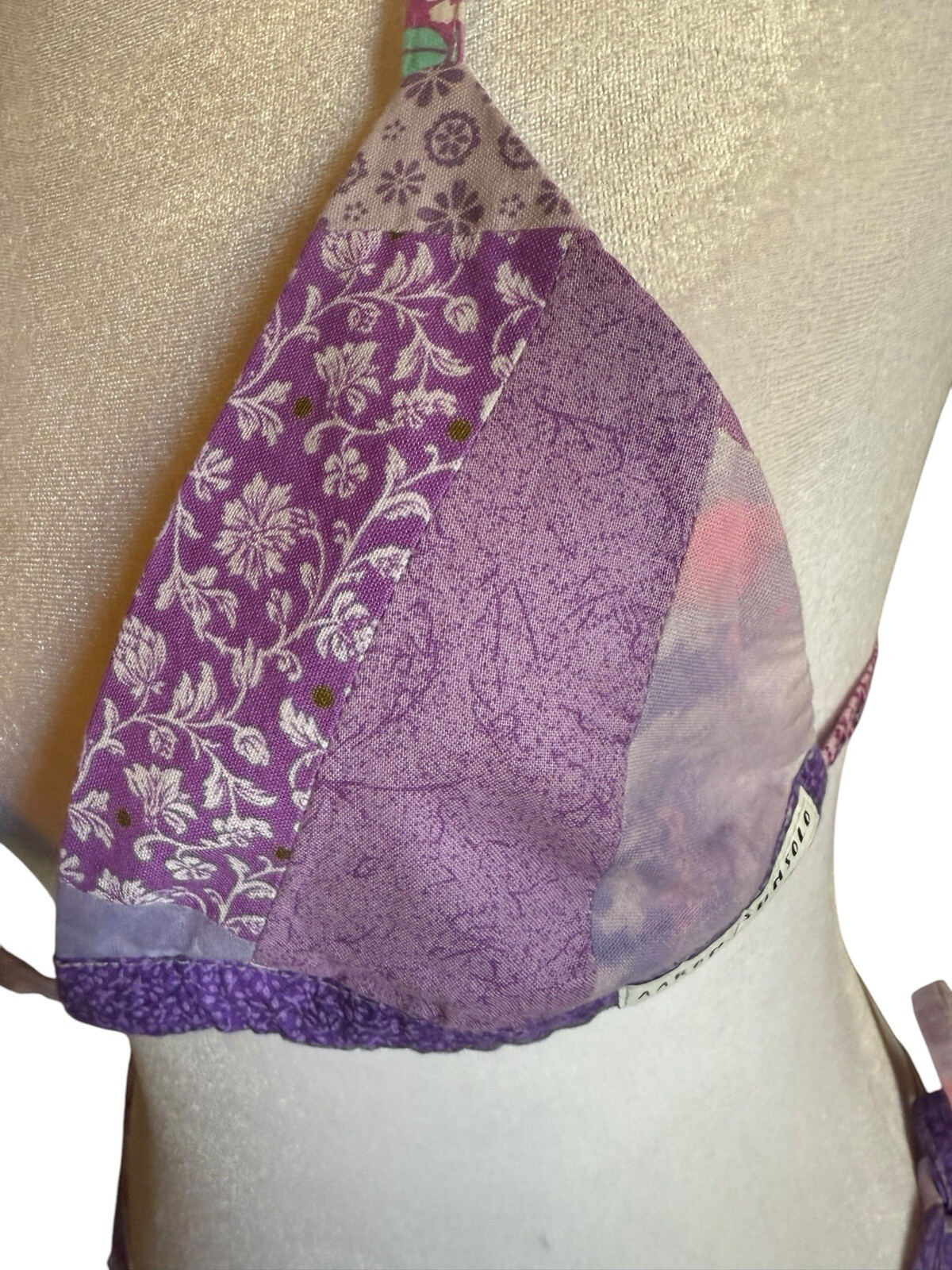 Aaron Asunsolo Purple Multi Patchwork String Biki… - image 8