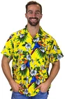 Funky Hawaiian Shirt Cherry Parrot Yellow Short Sleeve
