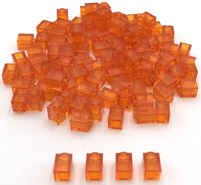Lego 100 New Trans-Orange Bricks 1 x 1 Stud Building Blocks Pieces