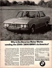 Original 1969 BMW 2500 2800 Bavarian Motor Works Sending To America? Print Ad 