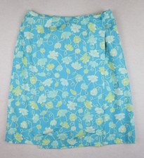 TALBOTS - WOMEN'S TURQUOISE BLUE FLORAL PRINT WRAP SKIRT - SIZE 4