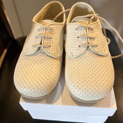 NIB Anais & i Designer Girls  Lace up Leather Shoes Off White Size 13.5
