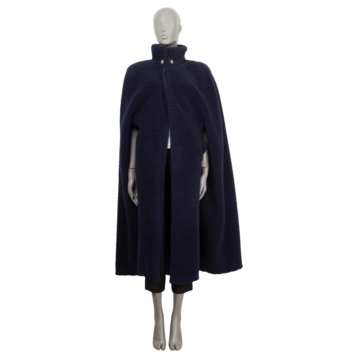 68383 auth CHANEL navy blue cashmere silk 2019 19K TEDDY CAPE