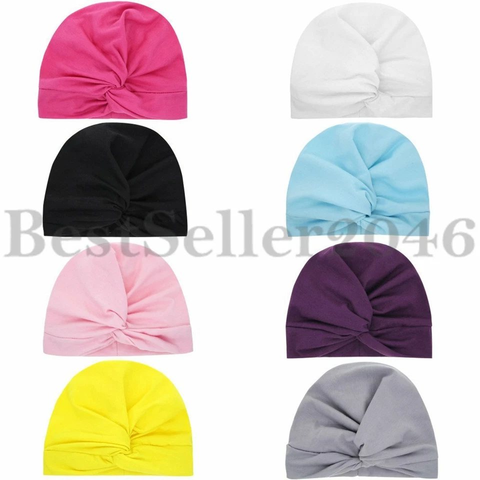 6-8 piezas Diademas Nudo Bebé Elástico Envoltura para Cabeza Niños Pequeños Turbante Suave Nudo Moño Gorra Foto 2 de 4