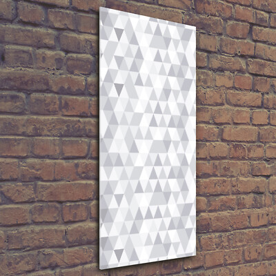 Wandbild Kunst-Druck auf Hart-Glas senkrecht 50x125 Graue Dreiecke