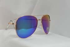 Womens Sunglasses Fashion Aviator Gold Frame Blue Changing Mirror Gold Arm Bag