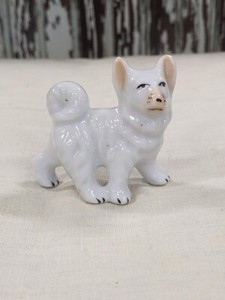 Vintage Samoyed Corgi Dog Figurine White Porcelain White