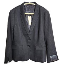 NWT Banana Republic 14 XL 12 L Black Pinstripe Lined Blazer Jacket Machine Wash
