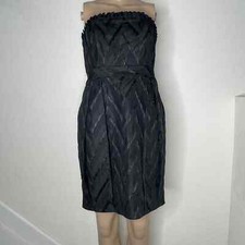 Alice + Olivia Strapless Chevron Mini Cocktail Dress Size XS Black