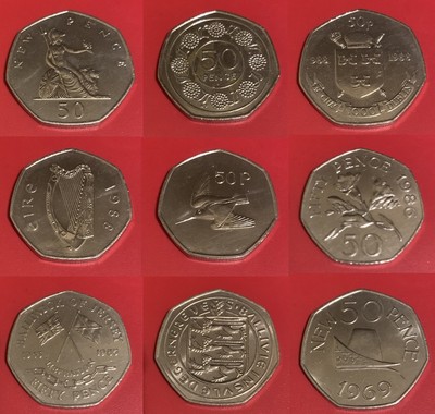1969 To 1997 Large Old Style Iom Jersey Gibraltar 50p Fifty Pence Coins Ebay