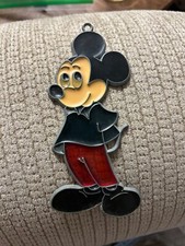 Vintage Disney Makit  Bakit Mickey Mouse Stained Glass Sun Catcher Ornament