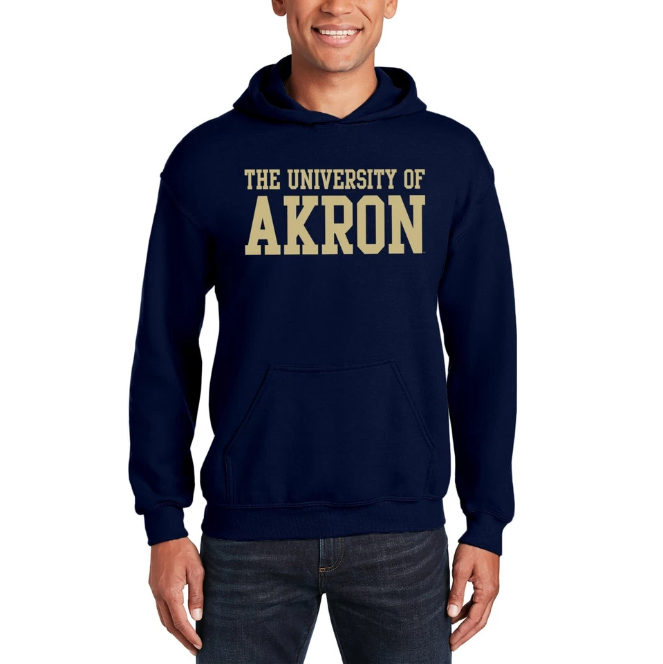 Akron Zips Basic Block Licensed Hooded Sweatshirt - Navy - Image 3 of 4