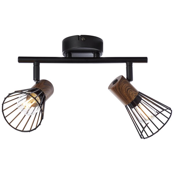 Brilliant Manama Spotrohr Decken Spot Strahler Leuchte Lampe 2X E14 Schwarz Holz-image