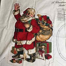 Wamsutta A Christmas Gathering Santa Claus Fabric Panel Cut Sew 20" Standing