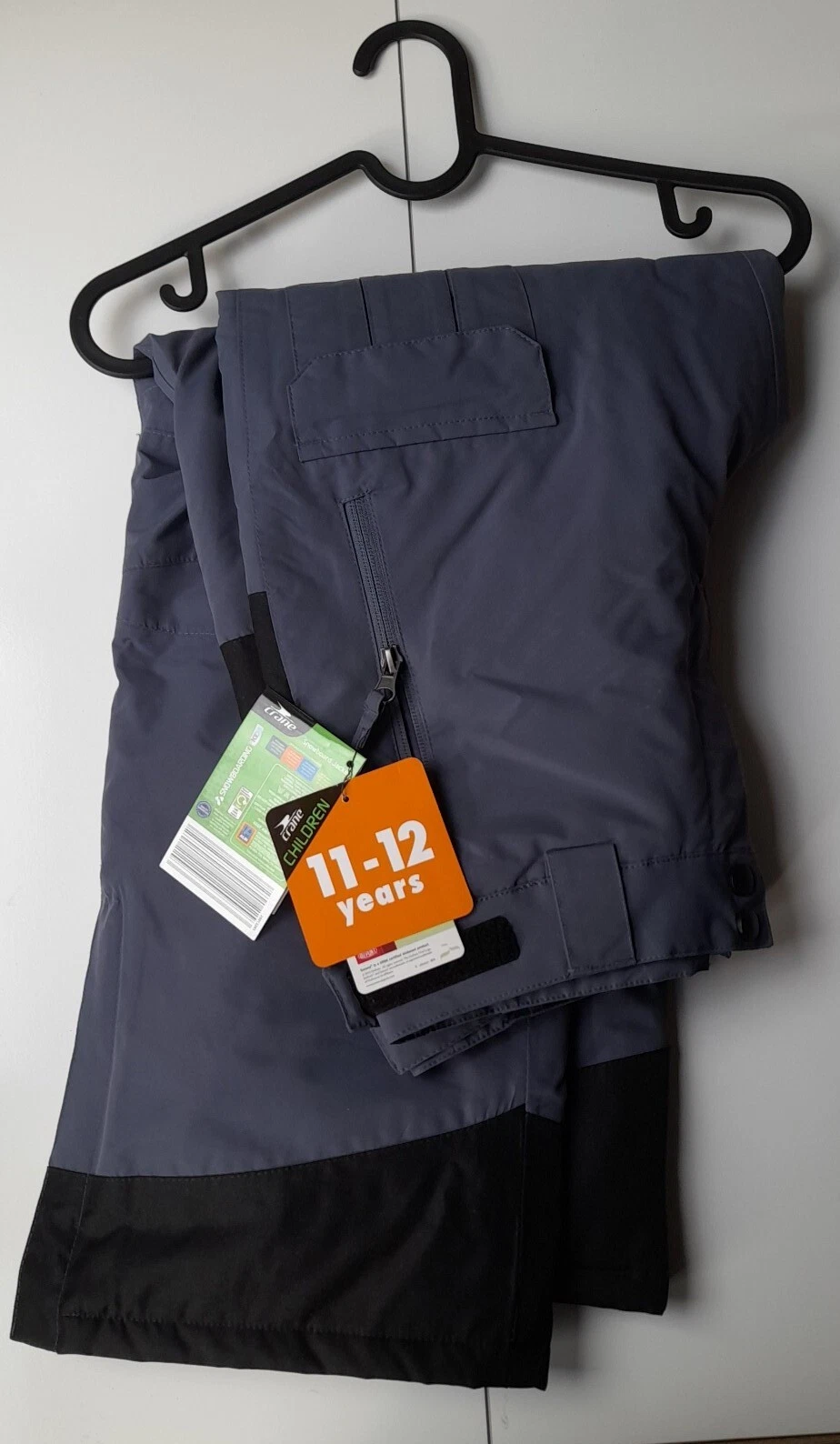 Crane Kids Grey & Black Snowboard Trousers 11-12 Waterproof Windproof Insulated