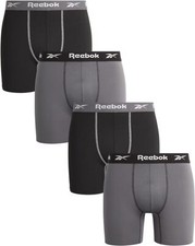 REEBOK MEN'S PACK 4 - 243 GREY BLACK - SMALL - UNDERWEAR X4 BOXER BRIEF P74