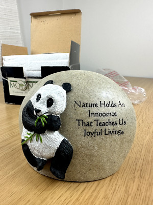 Black Cast Granite Panda Paperweight Christmas Birthday Gift Idea Animal Love