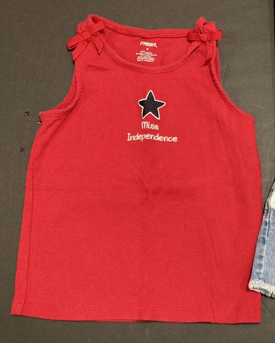 Girl's Gymboree Outfit Size 5 - Red Tank w/Starred Jean Shorts EUC - Picture 2 of 7